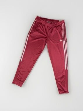 adidas Burgundy Track Pants with White Side Stripes